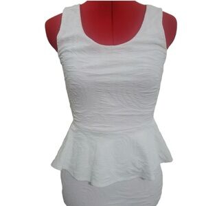 Charlotte Russe White Peplum Mini Dress with Ruffled Waist for Casual